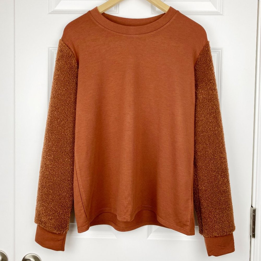Kenneth Cole Size L Faux Shearling Sweatshirt NEW